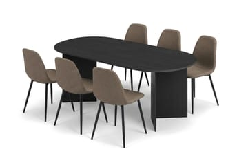 Vera Matgrupp rektangulärt 220 cm Svart med 6 Nibe Matstolar - Svart - Möbler - Bord & matgrupp - Matgrupp