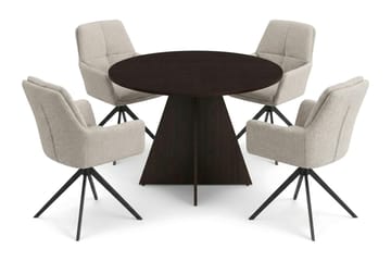 Vera Matgrupp runt 110 cm Rökt Ek med 4 Torsby Matstolar - Rökt ek - Möbler - Bord & matgrupp - Matgrupp