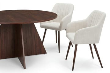 Vera Matgrupp runt 130 cm Valnöt med 6 Filippa Matstolar - Valnöt - Möbler - Bord & matgrupp - Matgrupp