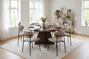 Vera Matgrupp runt 130 cm Valnöt med 6 Lucy Matstolar - Valnöt - Möbler - Bord & matgrupp - Matgrupp