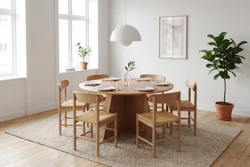 Vera Matgrupp runt 150 cm Ek med 6 Malte Matstolar - Ek - Möbler - Bord & matgrupp - Matgrupp