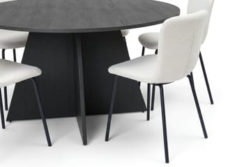 Vera Matgrupp runt 150 cm Svart med 6 Katy Matstolar - Svart - Möbler - Bord & matgrupp - Matgrupp