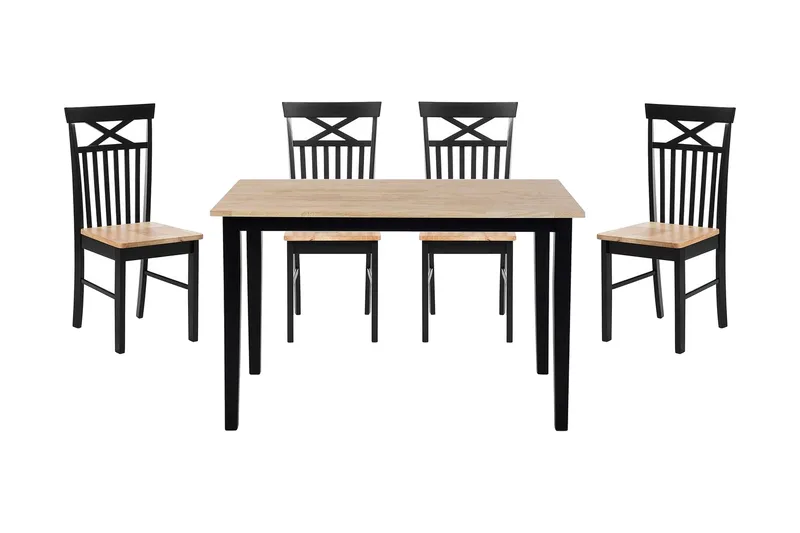 Weybourne Matgrupp med 4 Stolar, Svart