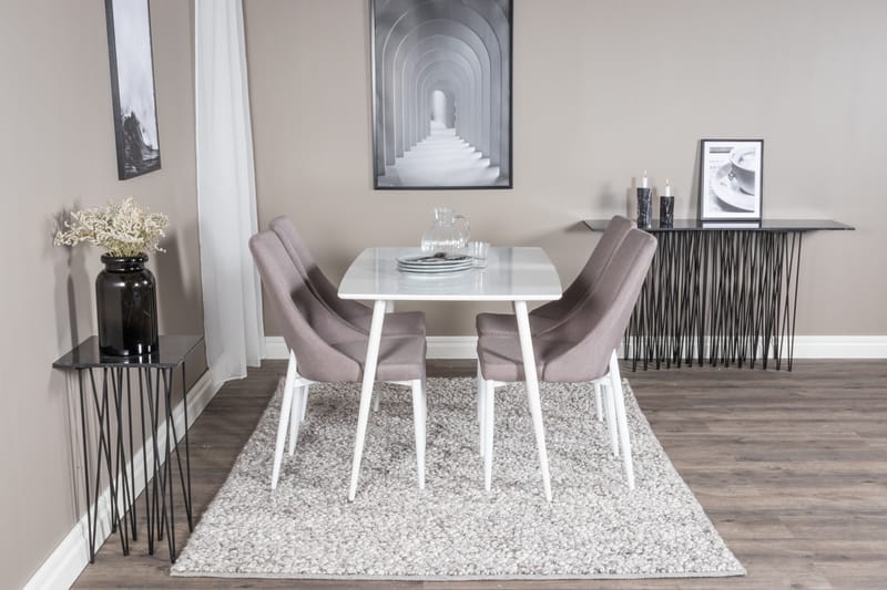 Ypas Matgrupp 120 cm inkl 4 Ludde Stolar - Vit/Grå - Möbler - Bord & matgrupp - Matgrupp