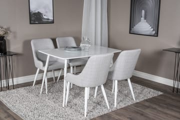 Ypas Matgrupp 120 cm inkl 4 Ridones Stolar - Vit/Grå - Möbler - Bord & matgrupp - Matgrupp
