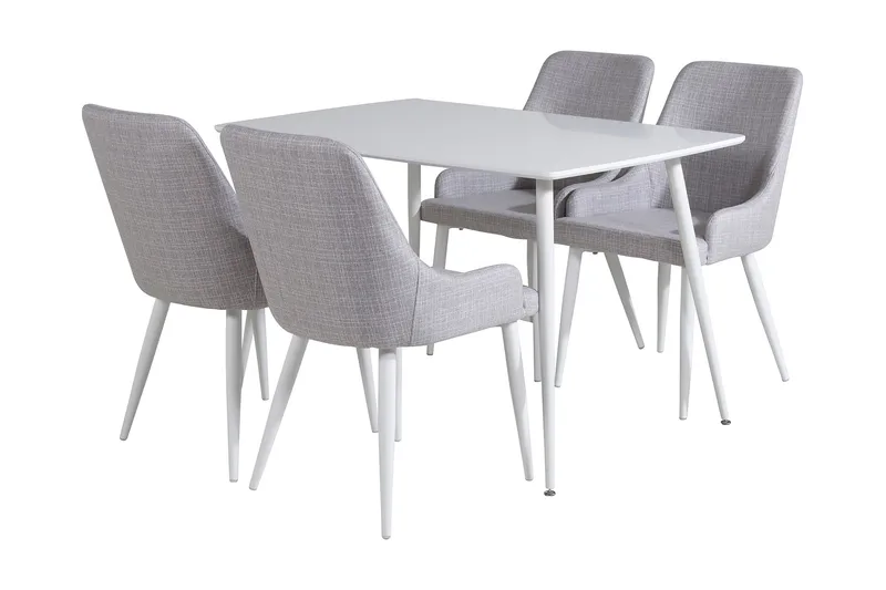 Ypas Matgrupp 120 cm inkl 4 Ridones Stolar, Vit/Grå