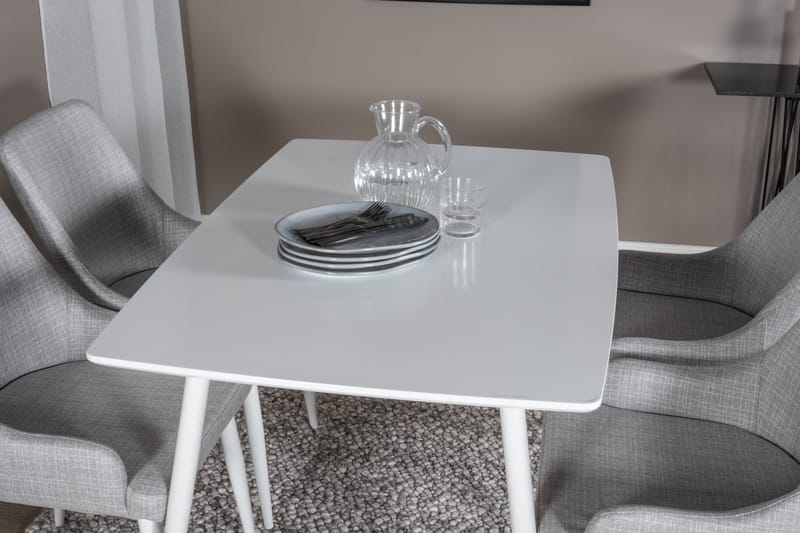 Ypas Matgrupp 120 cm inkl 4 Ridones Stolar - Vit/Grå - Möbler - Bord & matgrupp - Matgrupp