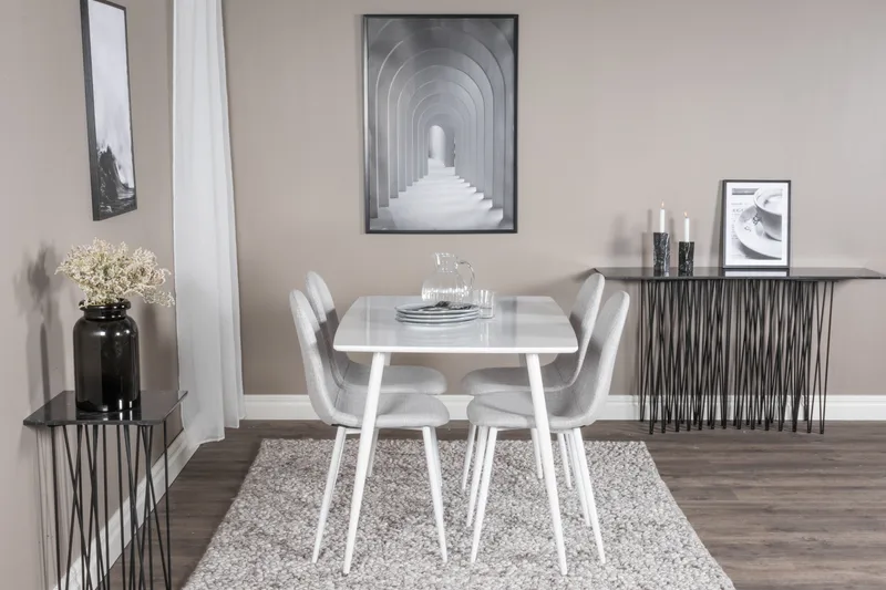 Ypas Matgrupp 120 cm inkl 4 Ypas Stolar - Vit/Grå - Möbler - Bord & matgrupp - Matgrupp