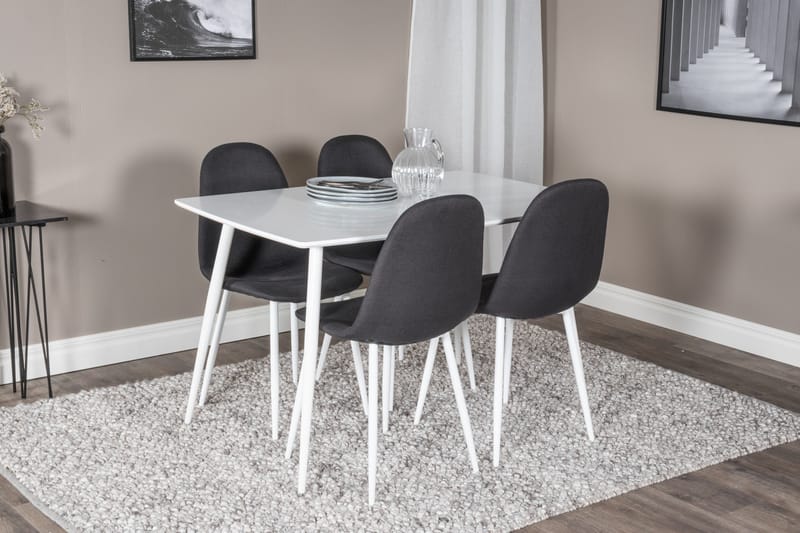 Ypas Matgrupp 120 cm inkl 4 Ypas Stolar - Vit/Svart - Möbler - Bord & matgrupp - Matgrupp
