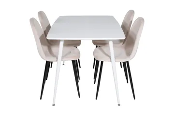 Ypas Matgrupp 120 cm inkl 4 Pontus Stolar - Vit/Svart/Beige - Möbler - Bord & matgrupp - Matgrupp
