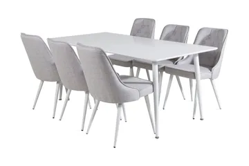 Ypas Matgrupp 180 cm inkl 6 Valera Stolar - Vit/Grå - Möbler - Bord & matgrupp - Matgrupp