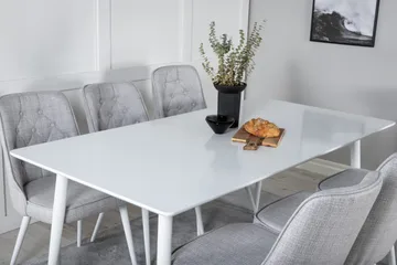 Ypas Matgrupp 180 cm inkl 6 Valera Stolar - Vit/Grå - Möbler - Bord & matgrupp - Matgrupp