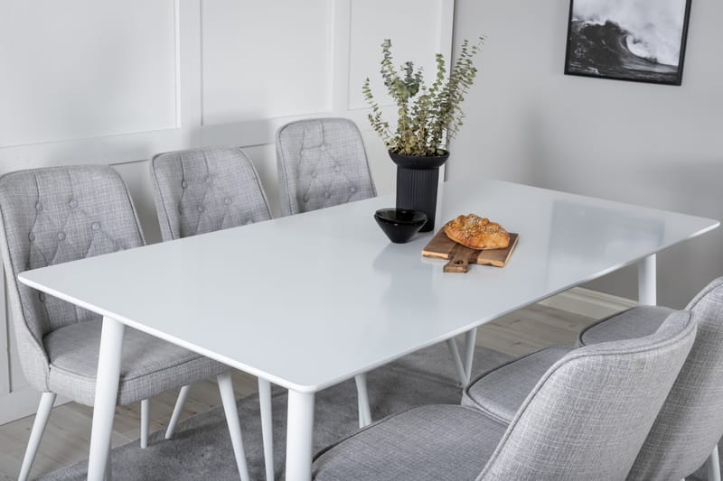 Ypas Matgrupp 180 cm inkl 6 Valera Stolar - Vit/Grå - Möbler - Bord & matgrupp - Matgrupp