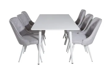 Ypas Matgrupp 180 cm inkl 6 Valera Stolar - Vit/Grå - Möbler - Bord & matgrupp - Matgrupp