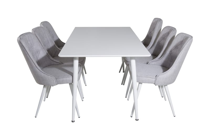 Ypas Matgrupp 180 cm inkl 6 Valera Stolar - Vit/Grå - Möbler - Bord & matgrupp - Matgrupp