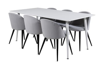 Ypas Matgrupp 180 cm inkl 6 Valeri Stolar - Vit/Grå - Möbler - Bord & matgrupp - Matgrupp