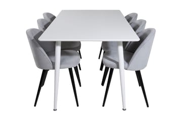 Ypas Matgrupp 180 cm inkl 6 Valeri Stolar - Vit/Grå - Möbler - Bord & matgrupp - Matgrupp