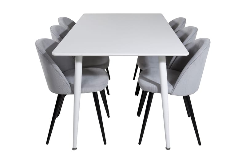 Ypas Matgrupp 180 cm inkl 6 Valeri Stolar - Vit/Grå - Möbler - Bord & matgrupp - Matgrupp