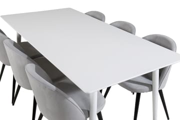 Ypas Matgrupp 180 cm inkl 6 Valeri Stolar - Vit/Grå - Möbler - Bord & matgrupp - Matgrupp