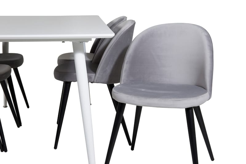 Ypas Matgrupp 180 cm inkl 6 Valeri Stolar - Vit/Sammet/Ljusgrå/Svart - Möbler - Bord & matgrupp - Matgrupp