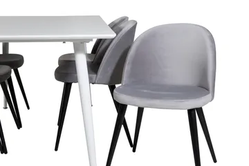 Ypas Matgrupp 180 cm inkl 6 Valeri Stolar - Vit/Sammet/Ljusgrå/Svart - Möbler - Bord & matgrupp - Matgrupp