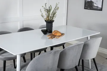 Ypas Matgrupp 180 cm inkl 6 Valeri Stolar - Vit/Sammet/Ljusgrå/Svart - Möbler - Bord & matgrupp - Matgrupp