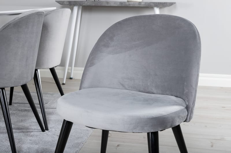 Ypas Matgrupp 180 cm inkl 6 Valeri Stolar - Vit/Sammet/Ljusgrå/Svart - Möbler - Bord & matgrupp - Matgrupp