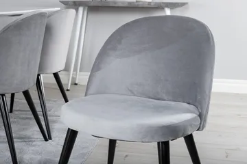 Ypas Matgrupp 180 cm inkl 6 Valeri Stolar - Vit/Sammet/Ljusgrå/Svart - Möbler - Bord & matgrupp - Matgrupp