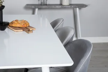 Ypas Matgrupp 180 cm inkl 6 Valeri Stolar - Vit/Sammet/Ljusgrå/Svart - Möbler - Bord & matgrupp - Matgrupp