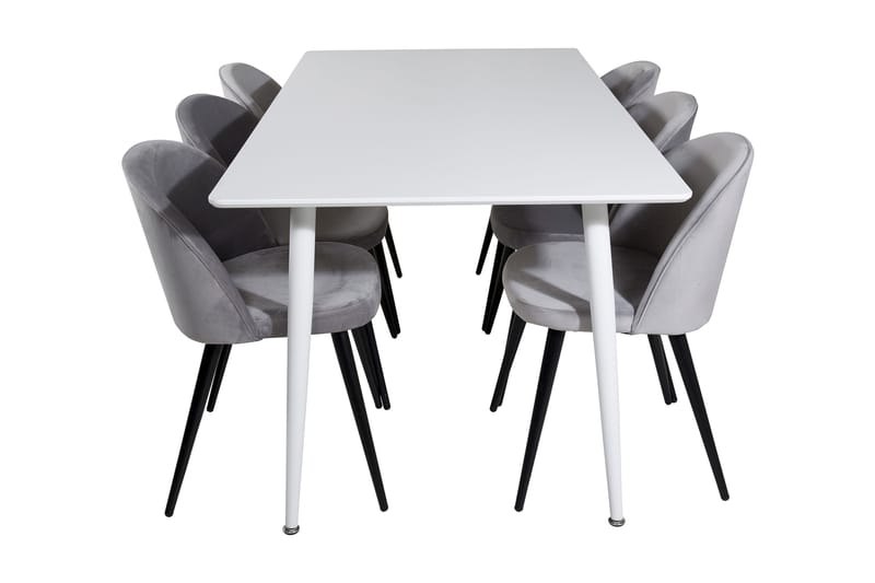 Ypas Matgrupp 180 cm inkl 6 Valeri Stolar - Vit/Sammet/Ljusgrå/Svart - Möbler - Bord & matgrupp - Matgrupp