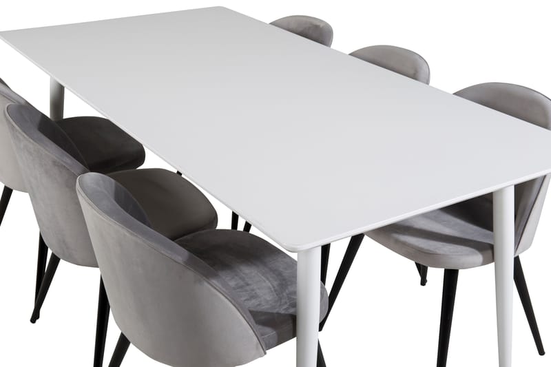Ypas Matgrupp 180 cm inkl 6 Valeri Stolar - Vit/Sammet/Ljusgrå/Svart - Möbler - Bord & matgrupp - Matgrupp