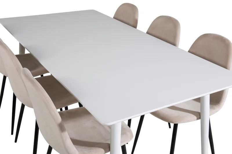 Ypas Matgrupp 180 cm inkl 6 Pontus Stolar - Vit/Svart/Beige - Möbler - Bord & matgrupp - Matgrupp
