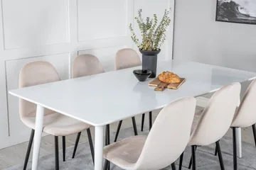 Ypas Matgrupp 180 cm inkl 6 Pontus Stolar - Vit/Svart/Beige - Möbler - Bord & matgrupp - Matgrupp