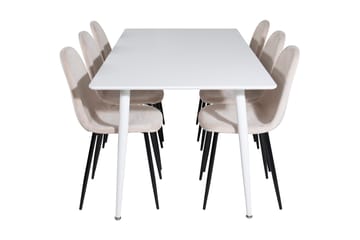 Ypas Matgrupp 180 cm inkl 6 Pontus Stolar - Vit/Svart/Beige - Möbler - Bord & matgrupp - Matgrupp