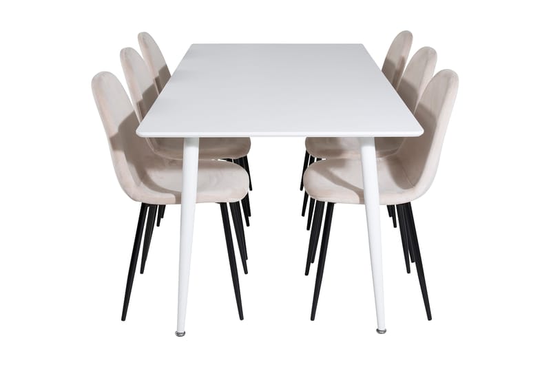 Ypas Matgrupp 180 cm inkl 6 Pontus Stolar - Vit/Svart/Beige - Möbler - Bord & matgrupp - Matgrupp