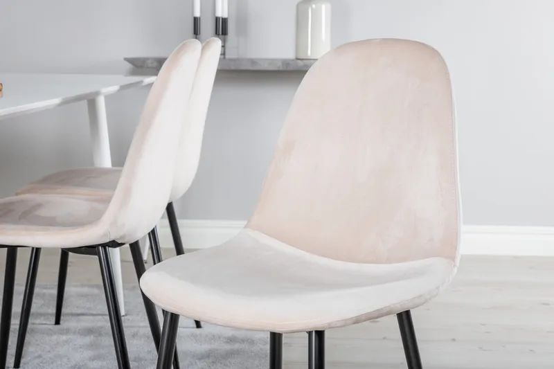 Ypas Matgrupp 180 cm inkl 6 Pontus Stolar - Vit/Svart/Beige - Möbler - Bord & matgrupp - Matgrupp