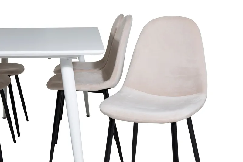 Ypas Matgrupp 180 cm inkl 6 Pontus Stolar - Vit/Svart/Beige - Möbler - Bord & matgrupp - Matgrupp