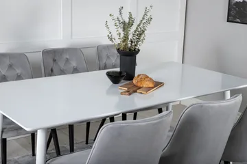 Ypas Matgrupp 180cm inkl 6 Valera Lyx Stolar - Sammet/Vit/Svart/Grå - Möbler - Bord & matgrupp - Matgrupp