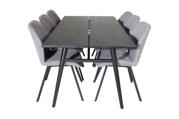 Zenazmi Förlängningsbar Matgrupp 195 cm inkl 6 Sumoas Stolar - Svart/Grå - Möbler - Bord & matgrupp - Matgrupp