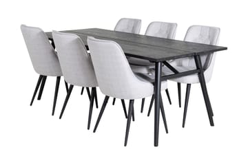 Zenazmi Förlängningsbar Matgrupp 195 cm inkl 6 Valera Stolar - Svart/Grå - Möbler - Bord & matgrupp - Matgrupp