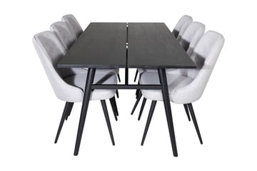Zenazmi Förlängningsbar Matgrupp 195 cm inkl 6 Valera Stolar - Svart/Grå - Möbler - Bord & matgrupp - Matgrupp