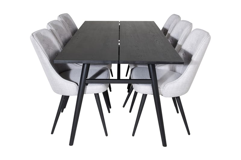 Zenazmi Förlängningsbar Matgrupp 195 cm inkl 6 Valera Stolar - Svart/Grå - Möbler - Bord & matgrupp - Matgrupp
