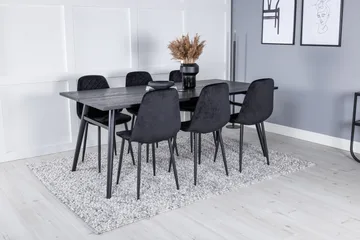 Zenazmi Förlängningsbar Matgrupp 195 cm inkl 6 Ypas Stolar - Svart - Möbler - Bord & matgrupp - Matgrupp