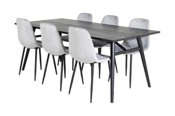 Zenazmi Förlängningsbar Matgrupp 195 cm inkl 6 Ypas Stolar - Svart/Grå - Möbler - Bord & matgrupp - Matgrupp