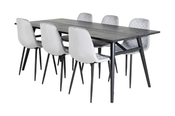 Zenazmi Förlängningsbar Matgrupp 195 cm inkl 6 Ypas Stolar - Svart/Grå - Möbler - Bord & matgrupp - Matgrupp