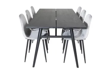 Zenazmi Förlängningsbar Matgrupp 195 cm inkl 6 Ypas Stolar - Svart/Grå - Möbler - Bord & matgrupp - Matgrupp