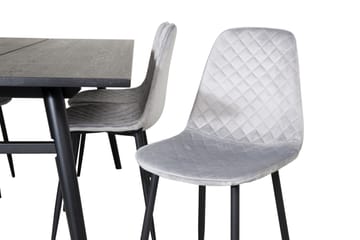 Zenazmi Förlängningsbar Matgrupp 195 cm inkl 6 Ypas Stolar - Svart/Grå - Möbler - Bord & matgrupp - Matgrupp