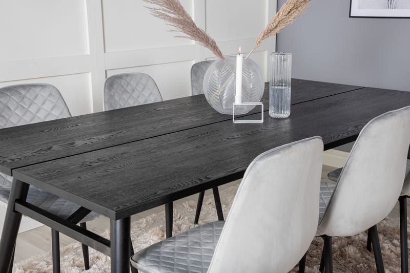 Zenazmi Förlängningsbar Matgrupp 195 cm inkl 6 Ypas Stolar - Svart/Grå - Möbler - Bord & matgrupp - Matgrupp