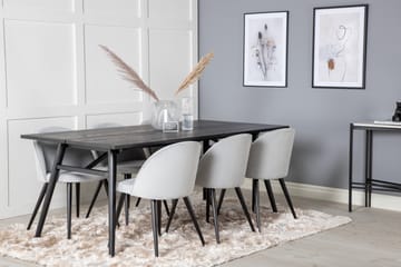 Zenazmi Matgrupp 195 cm inkl 6 Valeri Manchesterstolar - Svart/Grå - Möbler - Bord & matgrupp - Matgrupp