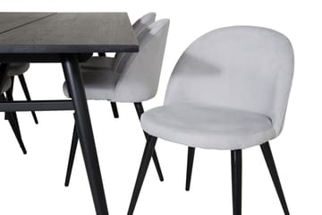 Zenazmi Matgrupp 195 cm inkl 6 Valeri Manchesterstolar - Svart/Grå - Möbler - Bord & matgrupp - Matgrupp